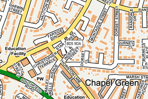 BD5 9DA map - OS OpenMap – Local (Ordnance Survey)