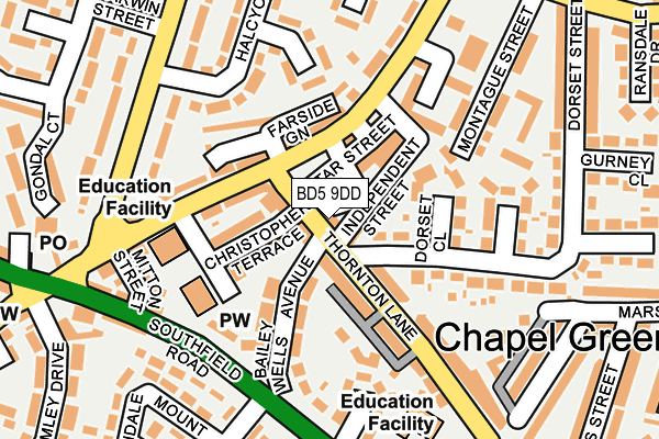 BD5 9DD map - OS OpenMap – Local (Ordnance Survey)