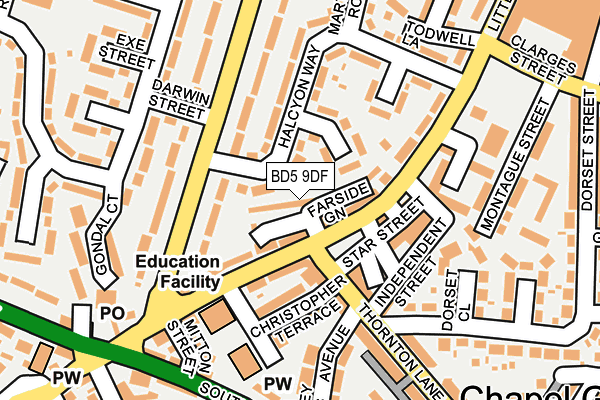 BD5 9DF map - OS OpenMap – Local (Ordnance Survey)