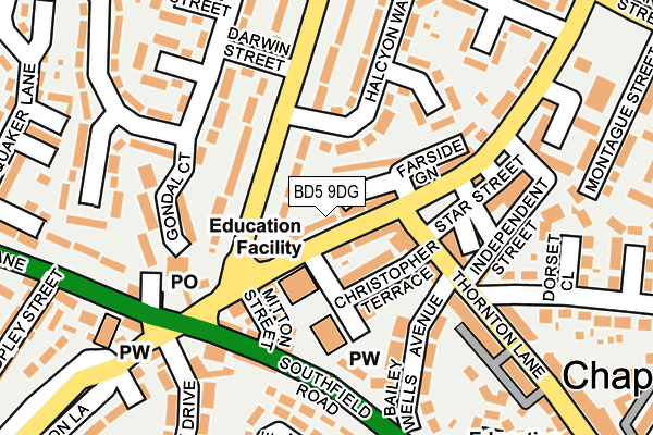 BD5 9DG map - OS OpenMap – Local (Ordnance Survey)