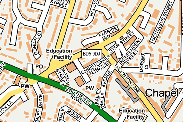 BD5 9DJ map - OS OpenMap – Local (Ordnance Survey)