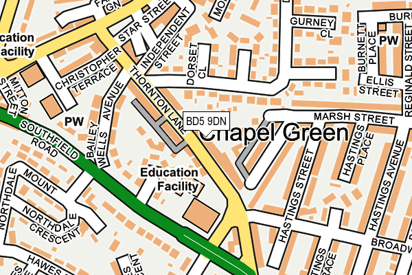 BD5 9DN map - OS OpenMap – Local (Ordnance Survey)