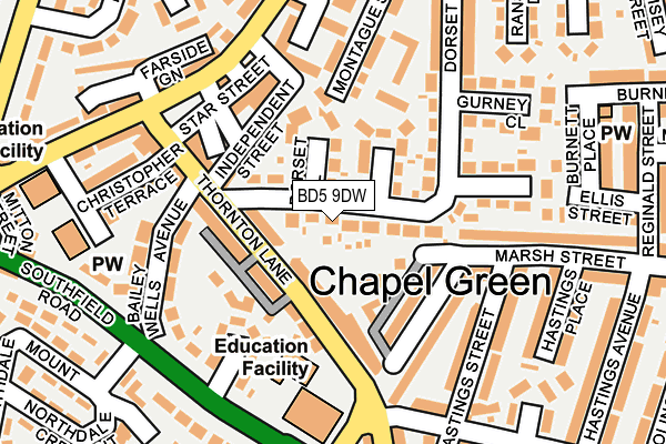 BD5 9DW map - OS OpenMap – Local (Ordnance Survey)