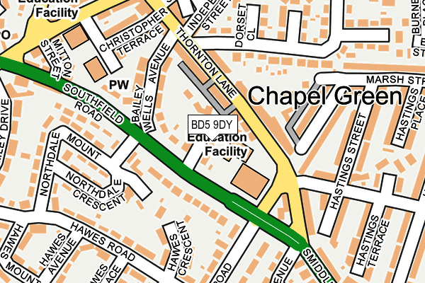 BD5 9DY map - OS OpenMap – Local (Ordnance Survey)