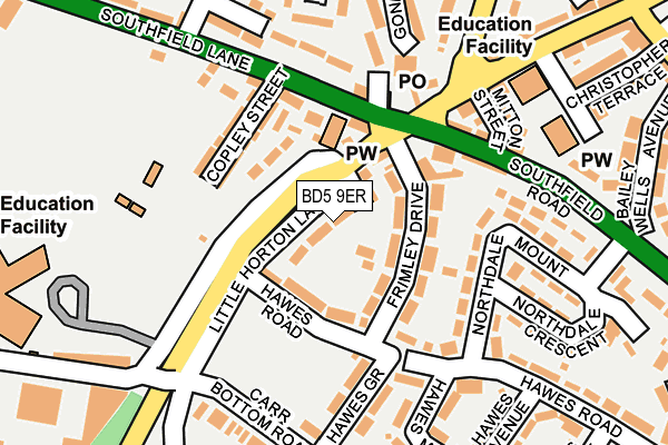 BD5 9ER map - OS OpenMap – Local (Ordnance Survey)