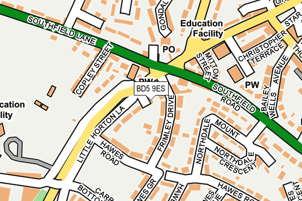 BD5 9ES map - OS OpenMap – Local (Ordnance Survey)