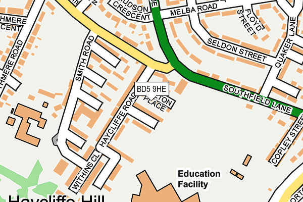 BD5 9HE map - OS OpenMap – Local (Ordnance Survey)