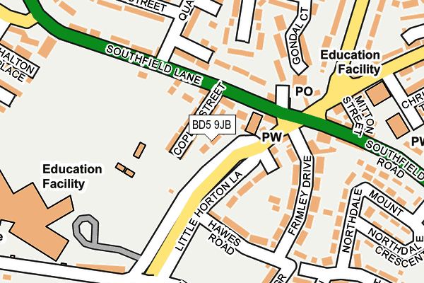 BD5 9JB map - OS OpenMap – Local (Ordnance Survey)
