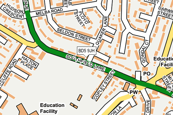 BD5 9JH map - OS OpenMap – Local (Ordnance Survey)