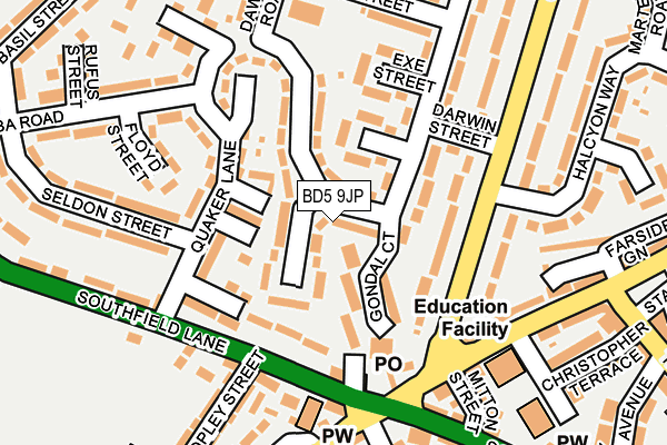 BD5 9JP map - OS OpenMap – Local (Ordnance Survey)