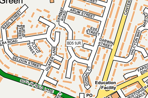 BD5 9JR map - OS OpenMap – Local (Ordnance Survey)