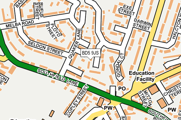 BD5 9JS map - OS OpenMap – Local (Ordnance Survey)