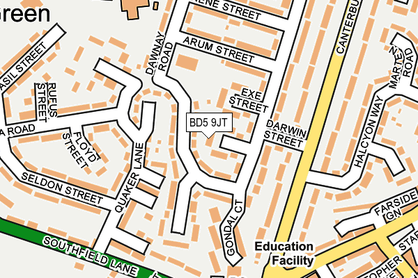 BD5 9JT map - OS OpenMap – Local (Ordnance Survey)