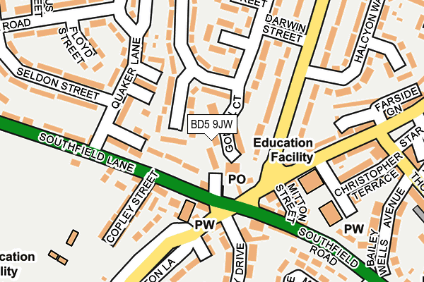 BD5 9JW map - OS OpenMap – Local (Ordnance Survey)