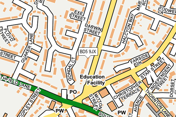 BD5 9JX map - OS OpenMap – Local (Ordnance Survey)