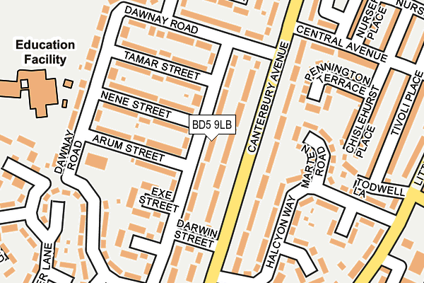 BD5 9LB map - OS OpenMap – Local (Ordnance Survey)