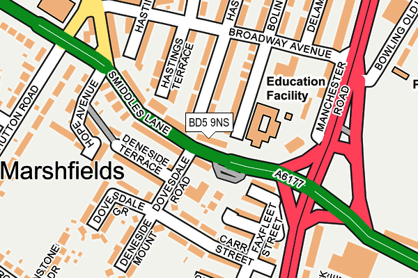 BD5 9NS map - OS OpenMap – Local (Ordnance Survey)
