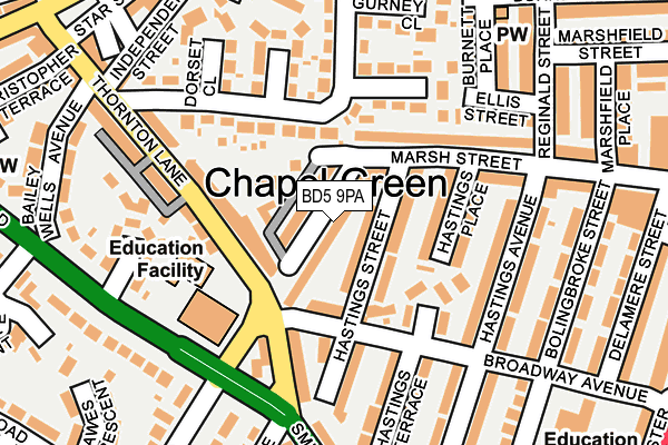 BD5 9PA map - OS OpenMap – Local (Ordnance Survey)