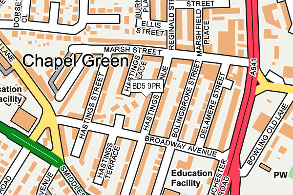 BD5 9PR map - OS OpenMap – Local (Ordnance Survey)