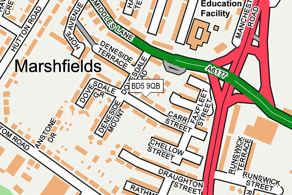 BD5 9QB map - OS OpenMap – Local (Ordnance Survey)