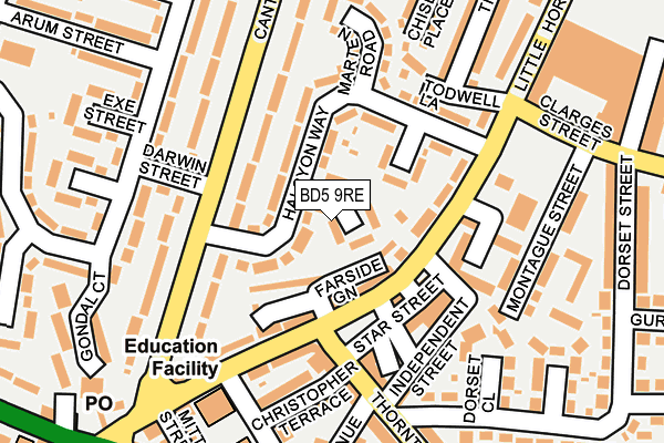 BD5 9RE map - OS OpenMap – Local (Ordnance Survey)