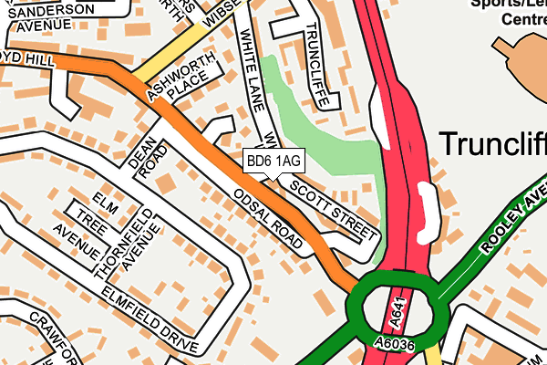 BD6 1AG map - OS OpenMap – Local (Ordnance Survey)