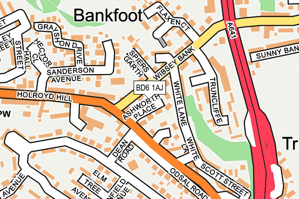 BD6 1AJ map - OS OpenMap – Local (Ordnance Survey)