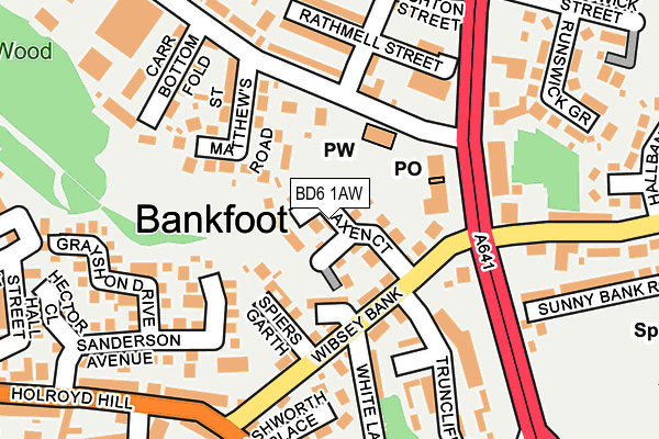 BD6 1AW map - OS OpenMap – Local (Ordnance Survey)