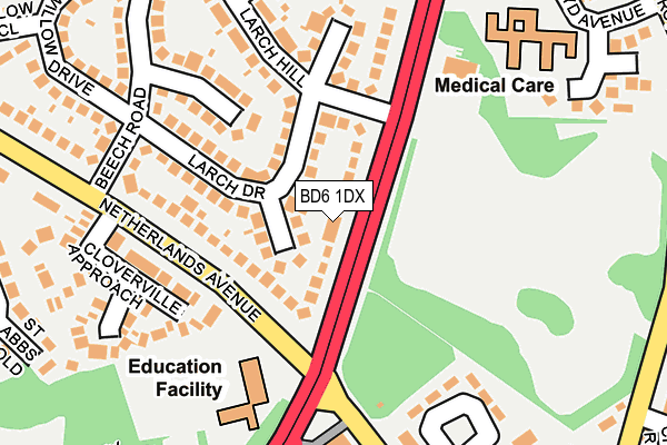 BD6 1DX map - OS OpenMap – Local (Ordnance Survey)