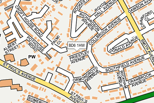 BD6 1HW map - OS OpenMap – Local (Ordnance Survey)