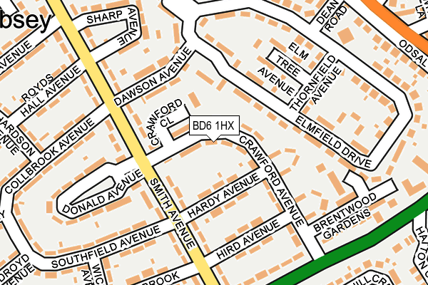 BD6 1HX map - OS OpenMap – Local (Ordnance Survey)