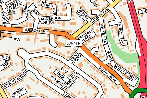 BD6 1PN map - OS OpenMap – Local (Ordnance Survey)