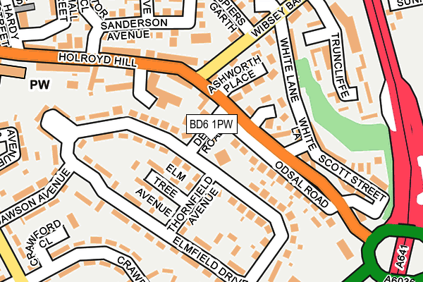 BD6 1PW map - OS OpenMap – Local (Ordnance Survey)
