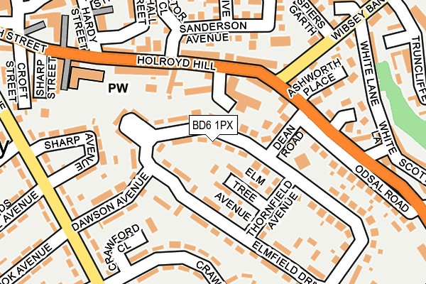 BD6 1PX map - OS OpenMap – Local (Ordnance Survey)