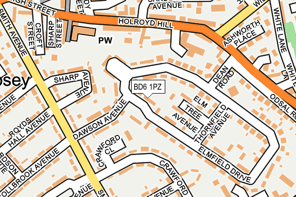 BD6 1PZ map - OS OpenMap – Local (Ordnance Survey)