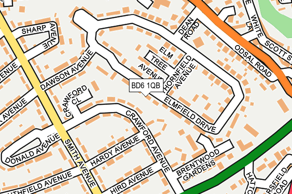 BD6 1QB map - OS OpenMap – Local (Ordnance Survey)