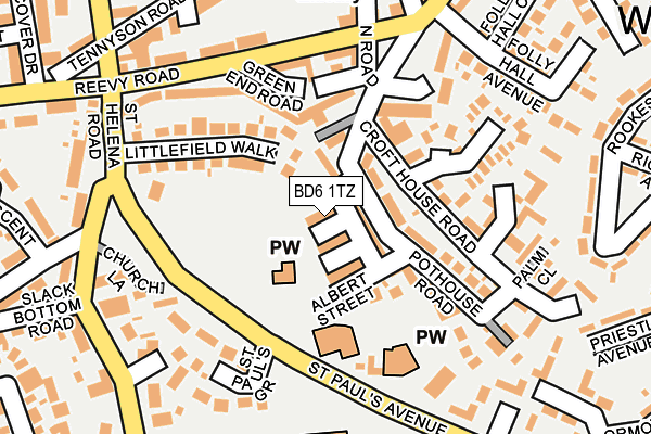 BD6 1TZ map - OS OpenMap – Local (Ordnance Survey)