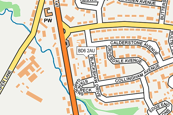 BD6 2AU map - OS OpenMap – Local (Ordnance Survey)