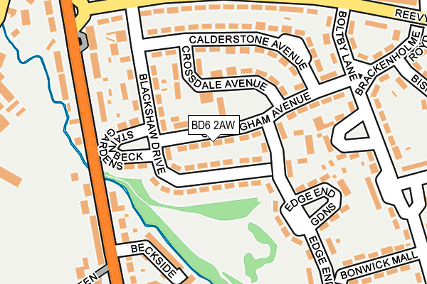 BD6 2AW map - OS OpenMap – Local (Ordnance Survey)