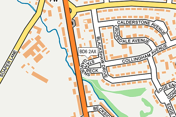 BD6 2AX map - OS OpenMap – Local (Ordnance Survey)