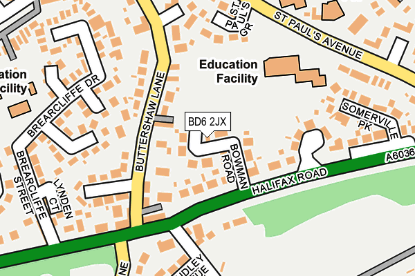 BD6 2JX map - OS OpenMap – Local (Ordnance Survey)