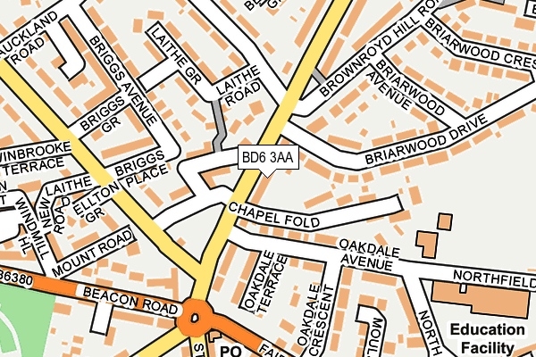 BD6 3AA map - OS OpenMap – Local (Ordnance Survey)