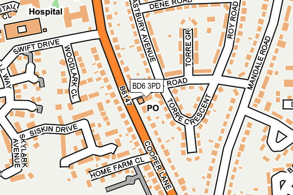 BD6 3PD map - OS OpenMap – Local (Ordnance Survey)