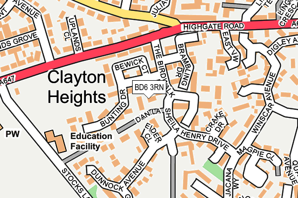 BD6 3RN map - OS OpenMap – Local (Ordnance Survey)