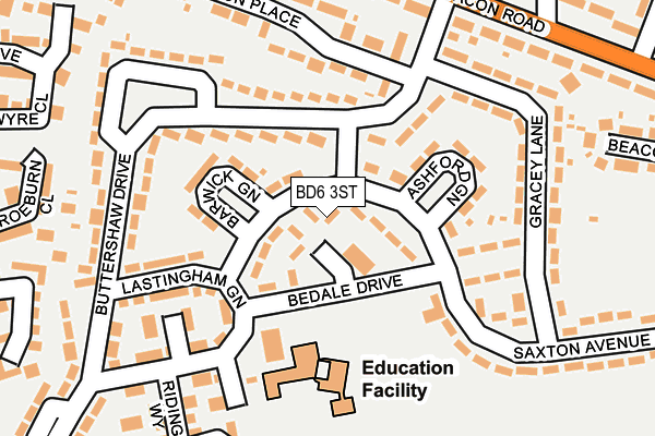 BD6 3ST map - OS OpenMap – Local (Ordnance Survey)