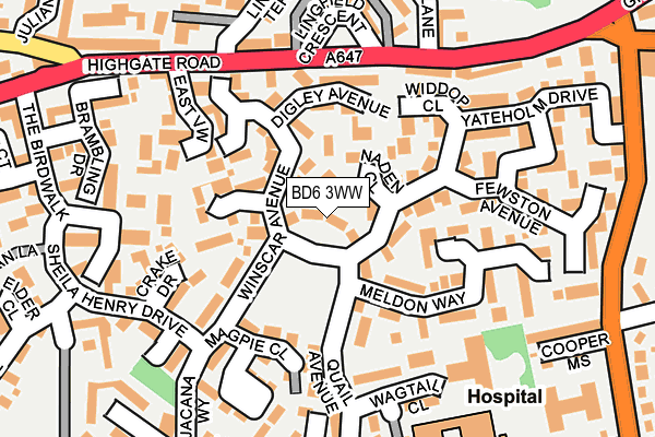 BD6 3WW map - OS OpenMap – Local (Ordnance Survey)