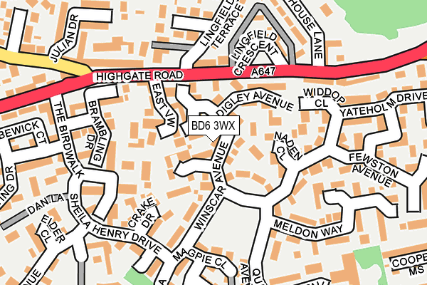 BD6 3WX map - OS OpenMap – Local (Ordnance Survey)