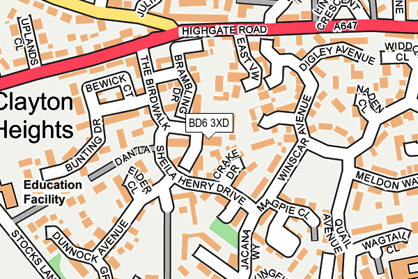 BD6 3XD map - OS OpenMap – Local (Ordnance Survey)