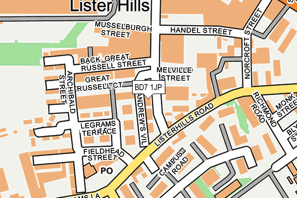 BD7 1JP map - OS OpenMap – Local (Ordnance Survey)