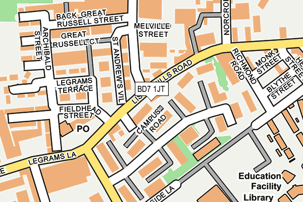 BD7 1JT map - OS OpenMap – Local (Ordnance Survey)